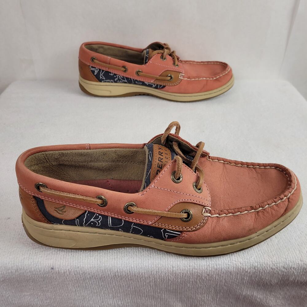 Sperry Topsiders pink and blue  boat shoes Size 6.5 Preppy Loafer Casual Yacht